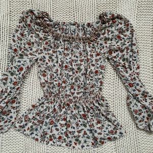 Max Studio Floral Blouse - Off the Shoulder, Peplum - Size Small